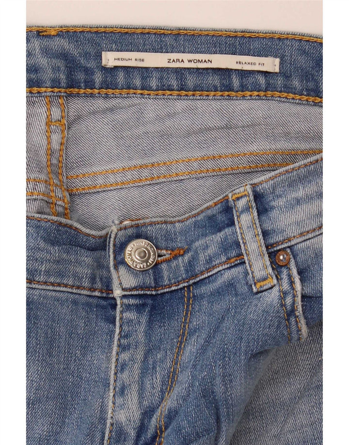 Zara Short en jean taille moyenne pour femme, coupe décontractée, taille moyenne, W30, bleu
