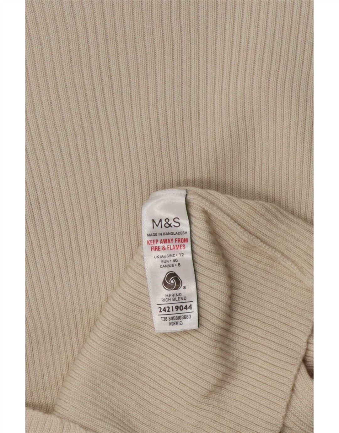 Marks & Spencer Pull col roulé pour femme UK 12 laine beige moyen
