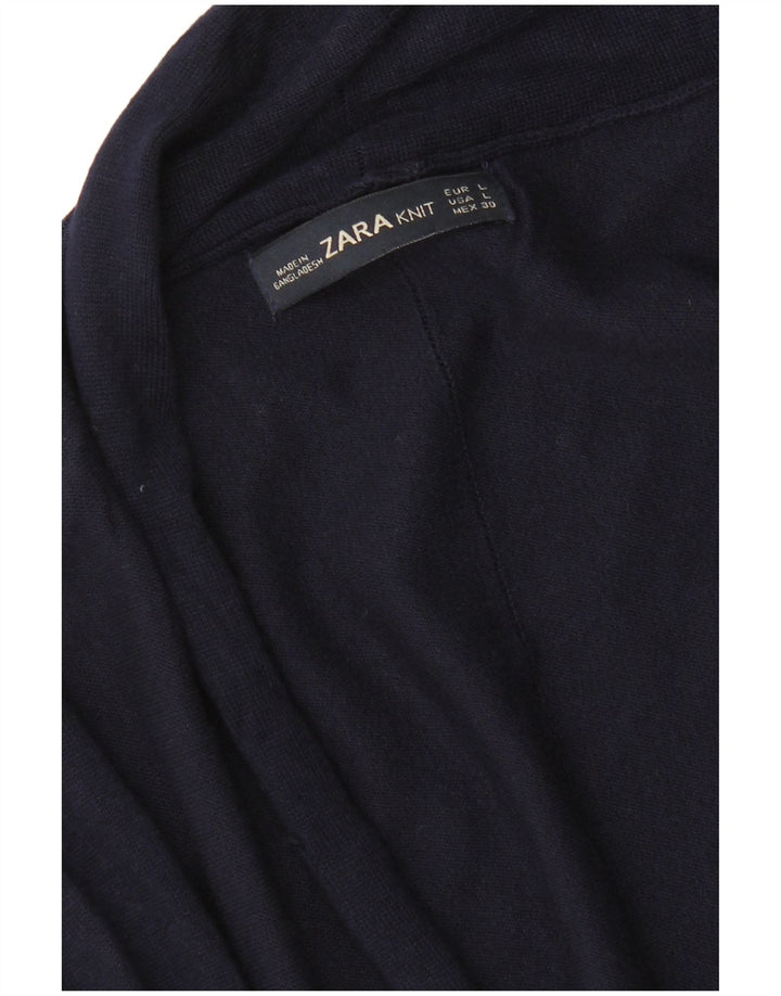 Zara Womens Open Cardigan Sweater UK 14 Large Bleu Marine
