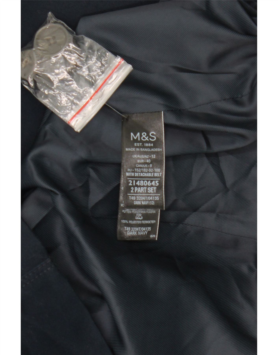 Marks & Spencer Trench-Coat Femme UK 12 Coton Bleu Marine Moyen