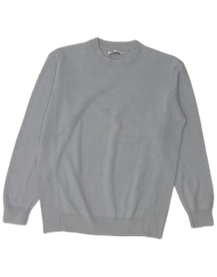 Zara Pull à col rond pour homme Petit Bleu