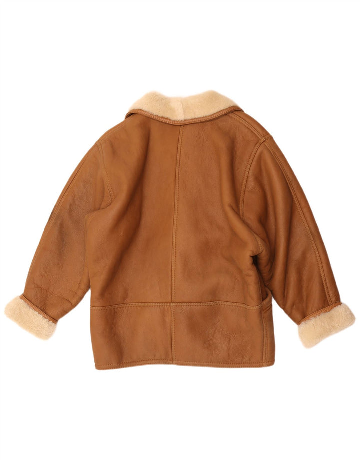 veste en peau de mouton femme vintage UK 18 XL Marron