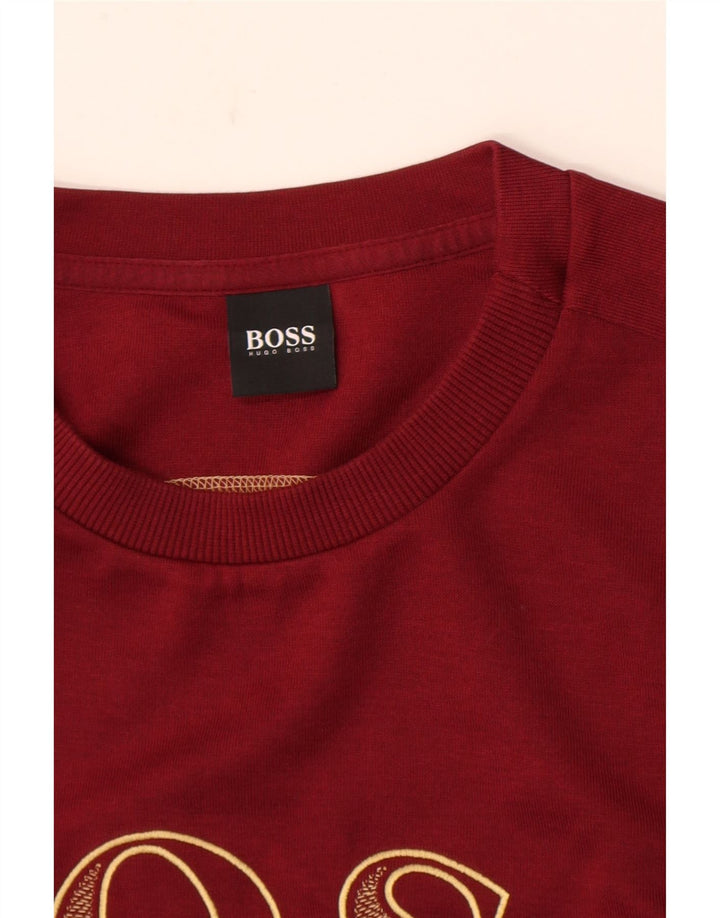 HUGO BOSS Sweat-shirt graphique pour homme Bordeaux moyen