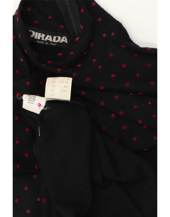 vintage Femme Manches Longues Maxi Robe EU 38 Moyen Noir Polka Dot Laine