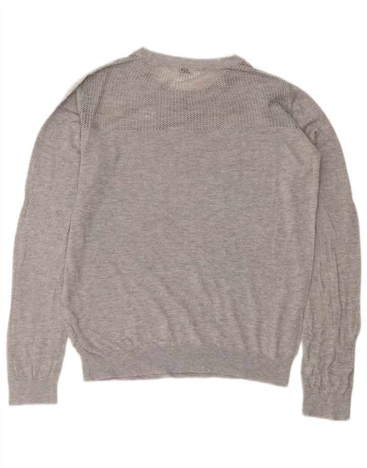 Jack Wills Pull à col rond pour femme UK 12 Gris moyen Coton