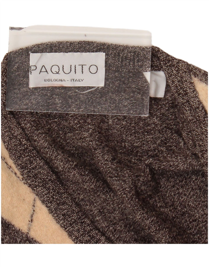 PAQUITO Pull col en V pour femme UK 44 Gris moyen Argyle/Diamant