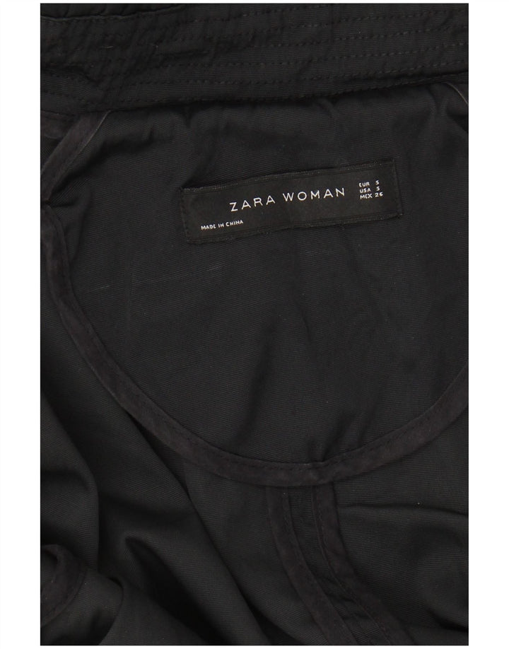 ZARA Veste parka surdimensionnée à capuche pour femme UK 10 Small Noir