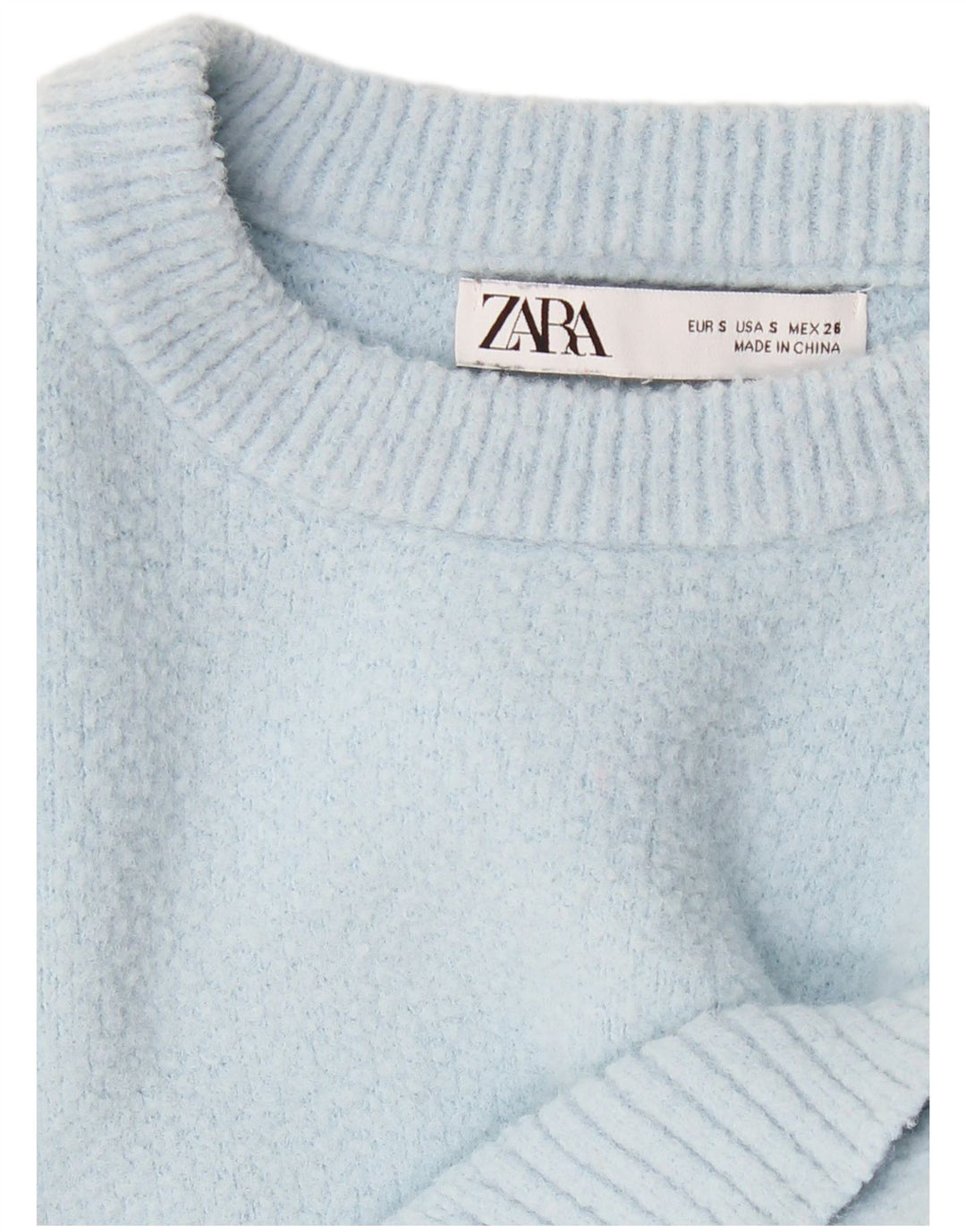 ZARA Pull court à col bateau pour femme UK 8 Small Bleu