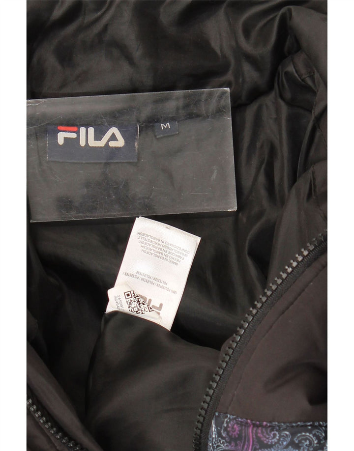 Fila Veste matelassée coupe ample pour femme UK 14 Polyester noir moyen Paisley