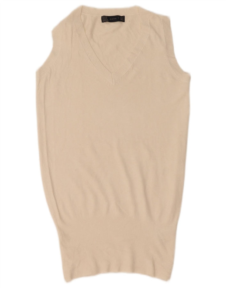 Zara Débardeur Femme UK 12 Rayonne Blanche Moyenne