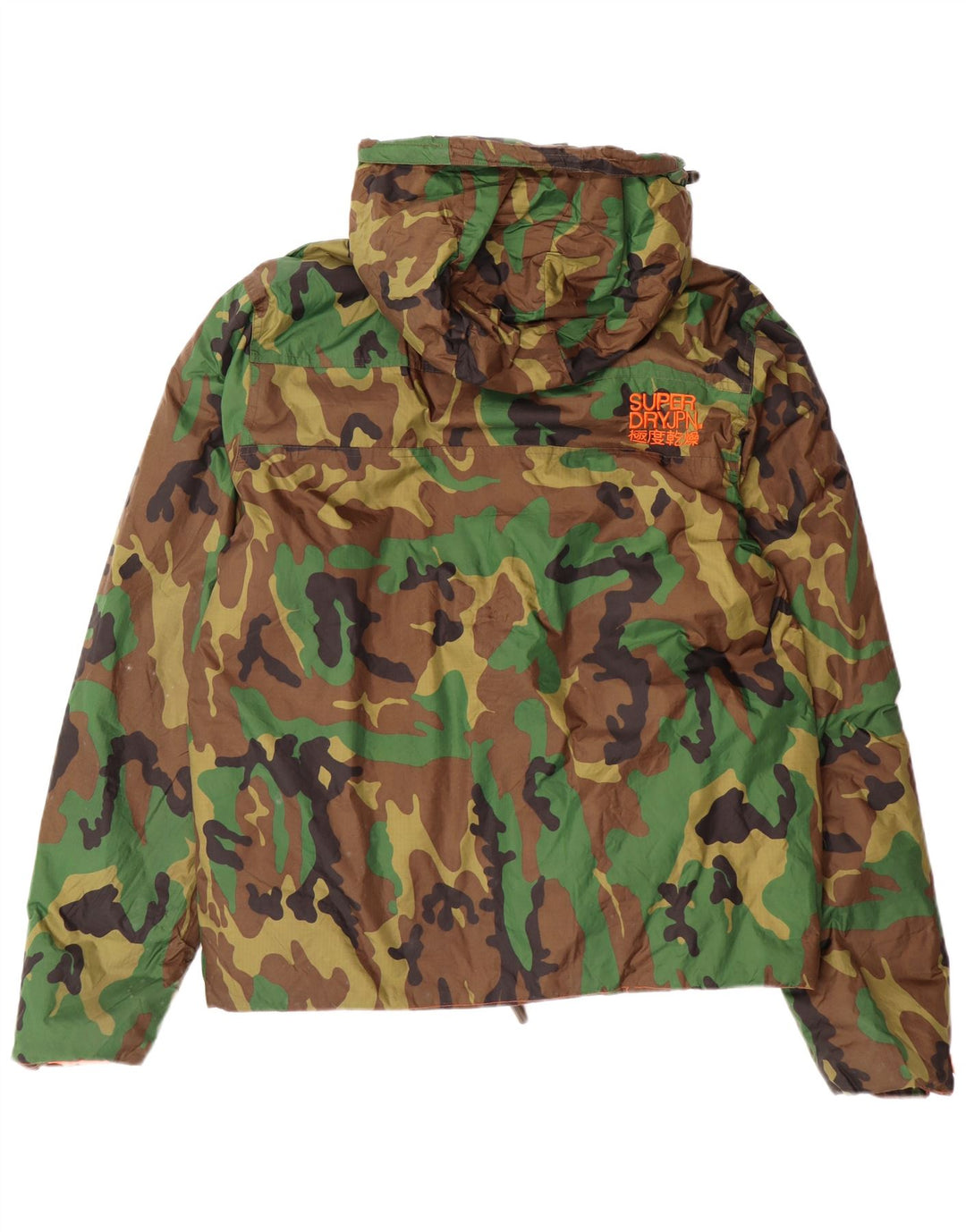SUPERDRY Veste coupe-vent à capuche pour hommes UK 42 XL Kaki Camouflage Nylon