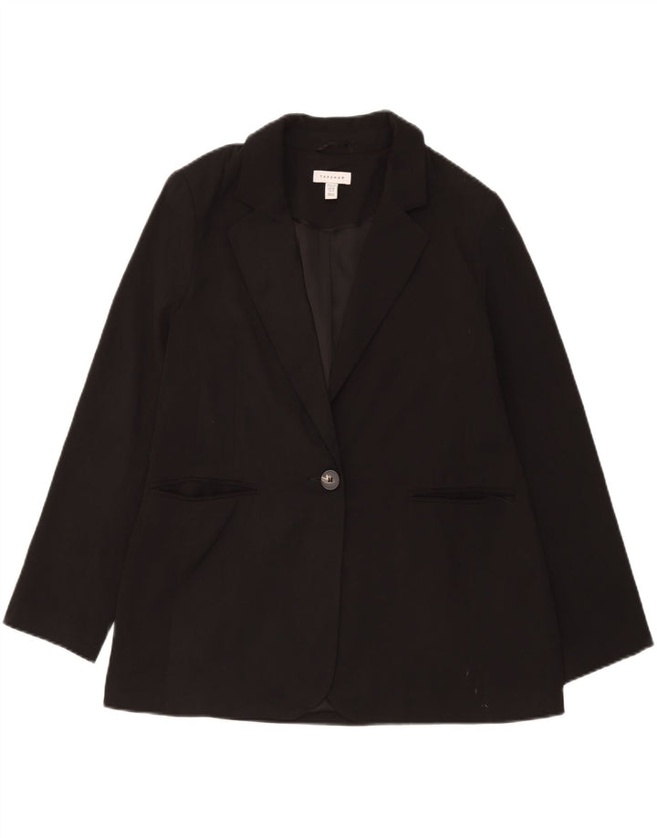 Topshop Veste Blazer 1 Bouton Femme UK 44 Noir Moyen Polyester