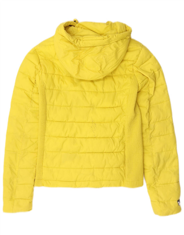 Superdry Veste matelassée à capuche pour femme UK 10 Small Jaune Polyester