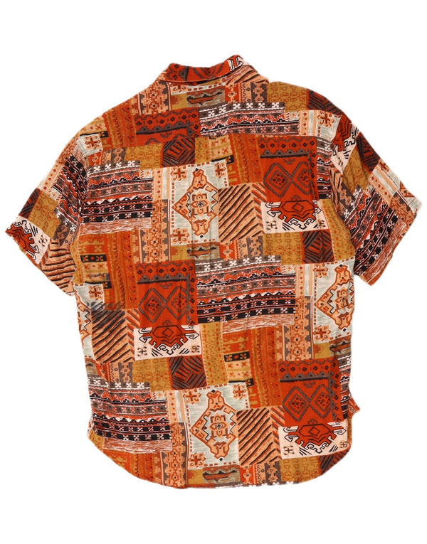 vintage Chemise à manches courtes pour hommes Rayonne patchwork orange moyen