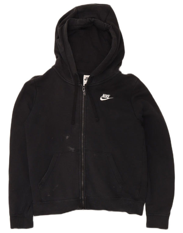 NIKE Pull à capuche zippé surdimensionné pour femme UK 6 XS Coton noir