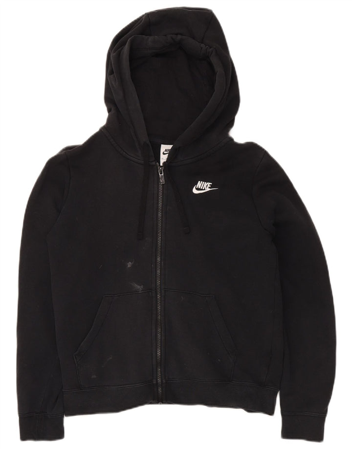 NIKE Pull à capuche zippé surdimensionné pour femme UK 6 XS Coton noir