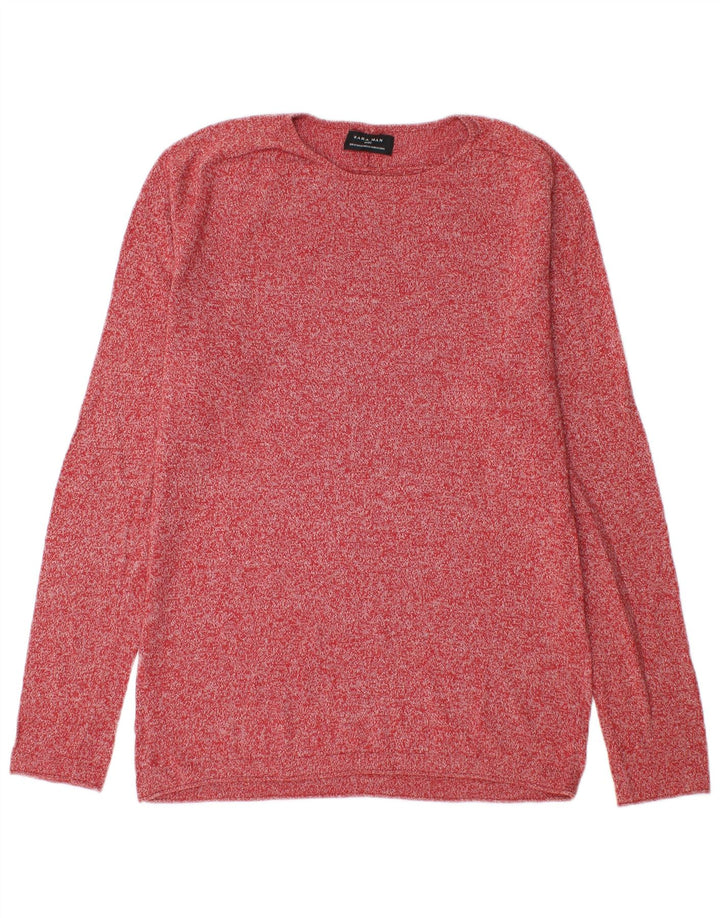 Zara Pull à col rond pour homme Rouge moyen moucheté
