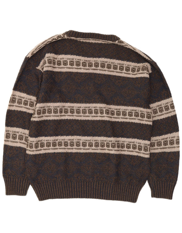 Brandi Pull col V pour homme Bleu marine Fair Isle Taille L