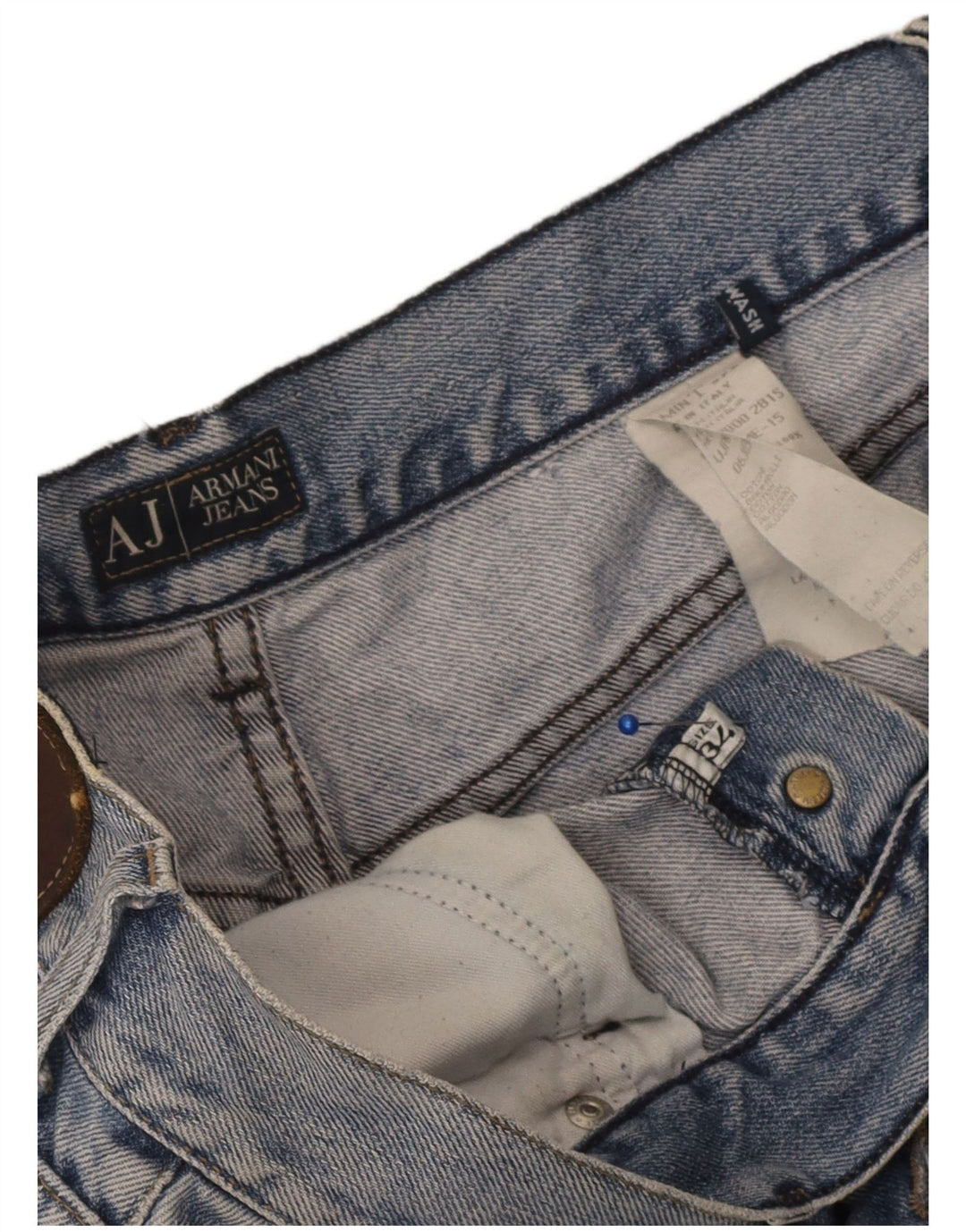 Armani Femme Jean Droit W34 L33 Bleu Coton