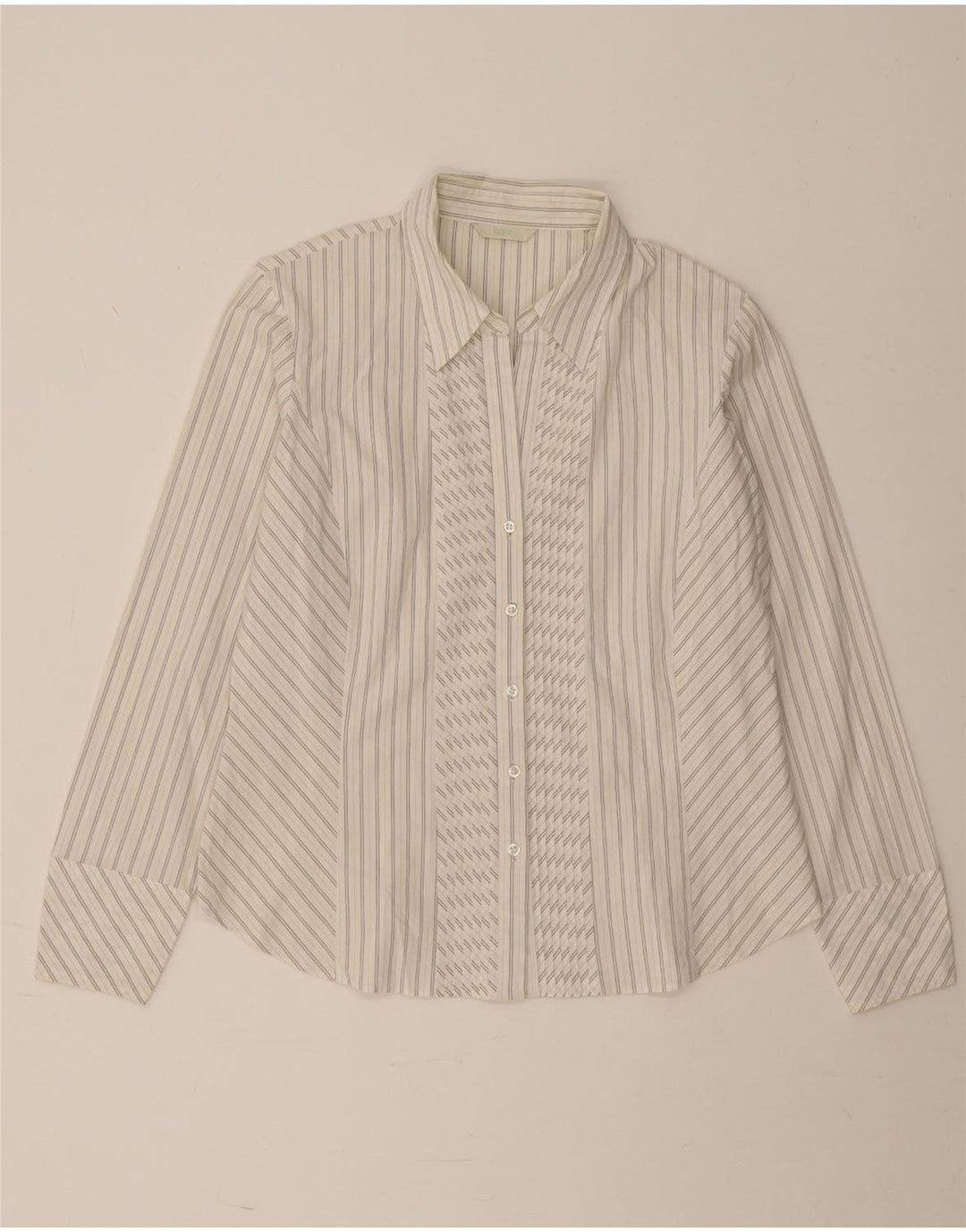 Marks & Spencer Chemise Femme UK 16 Grand Coton Rayé Blanc
