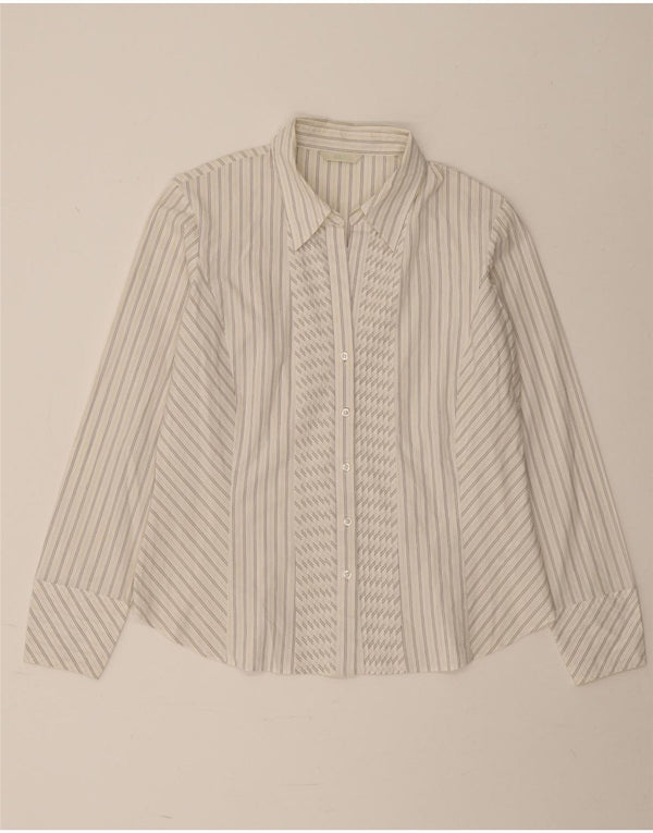 Marks & Spencer Chemise Femme UK 16 Grand Coton Rayé Blanc