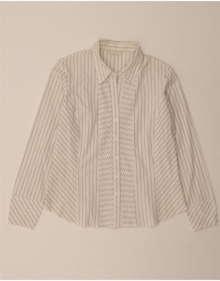 Marks & Spencer Chemise Femme UK 16 Grand Coton Rayé Blanc