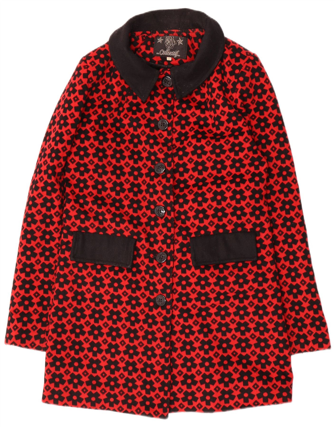 Collectif Manteau à motif abstrait pour femme UK 10 Petit Rouge Polyester