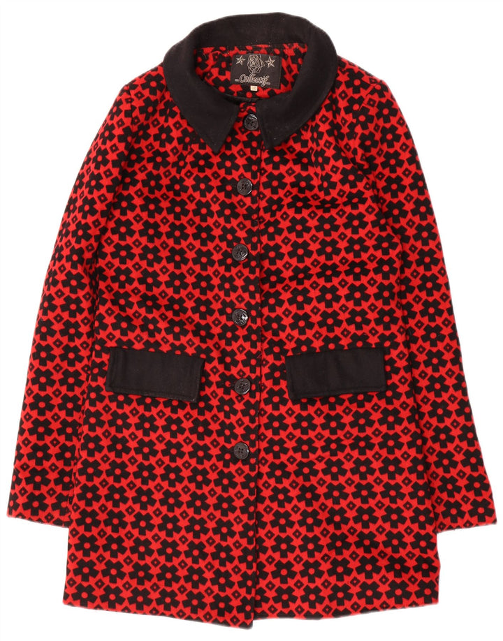 Collectif Manteau à motif abstrait pour femme UK 10 Petit Rouge Polyester