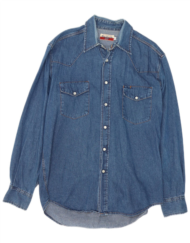 BENETTON Mens Blue Family Denim Shirt Medium Blue