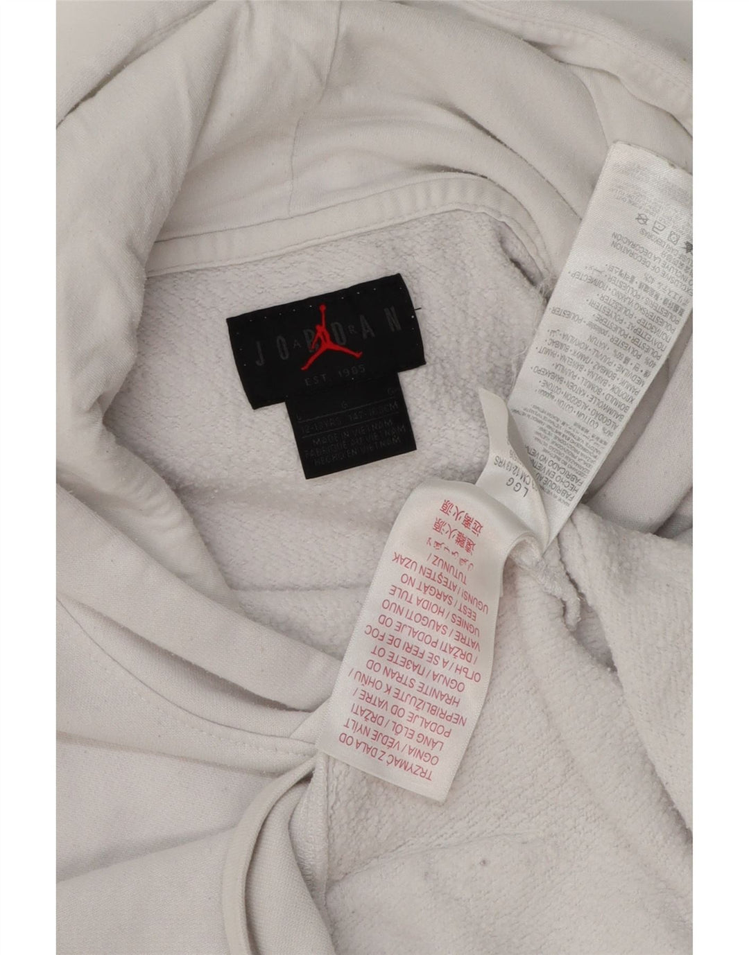 JORDAN Pull à capuche garçon 12-13 ans Grand Blanc Coton