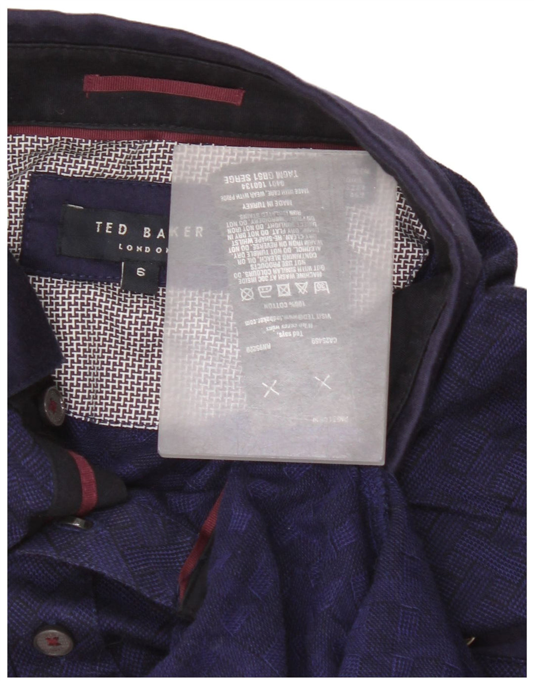 Ted Baker Polo Homme Taille 6 2XL Bleu Marine à Carreaux Coton