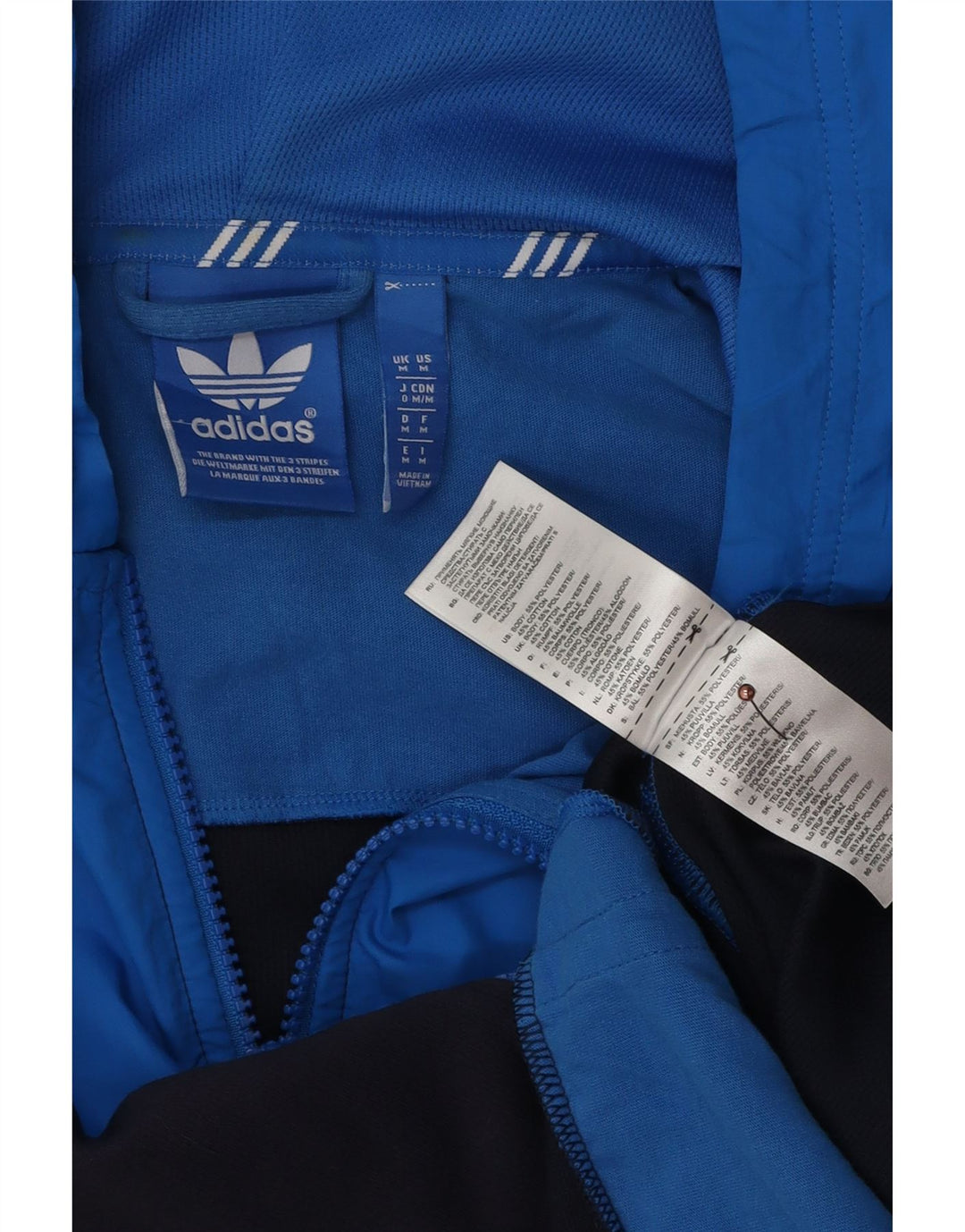 Adidas Pull à capuche zippé graphique pour homme Bleu marine moyen Colourblock