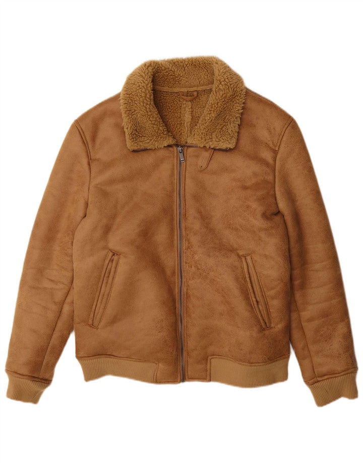 Piombo Veste Sherpa en Fausse Fourrure Homme UK 38 Polyester Beige Moyen