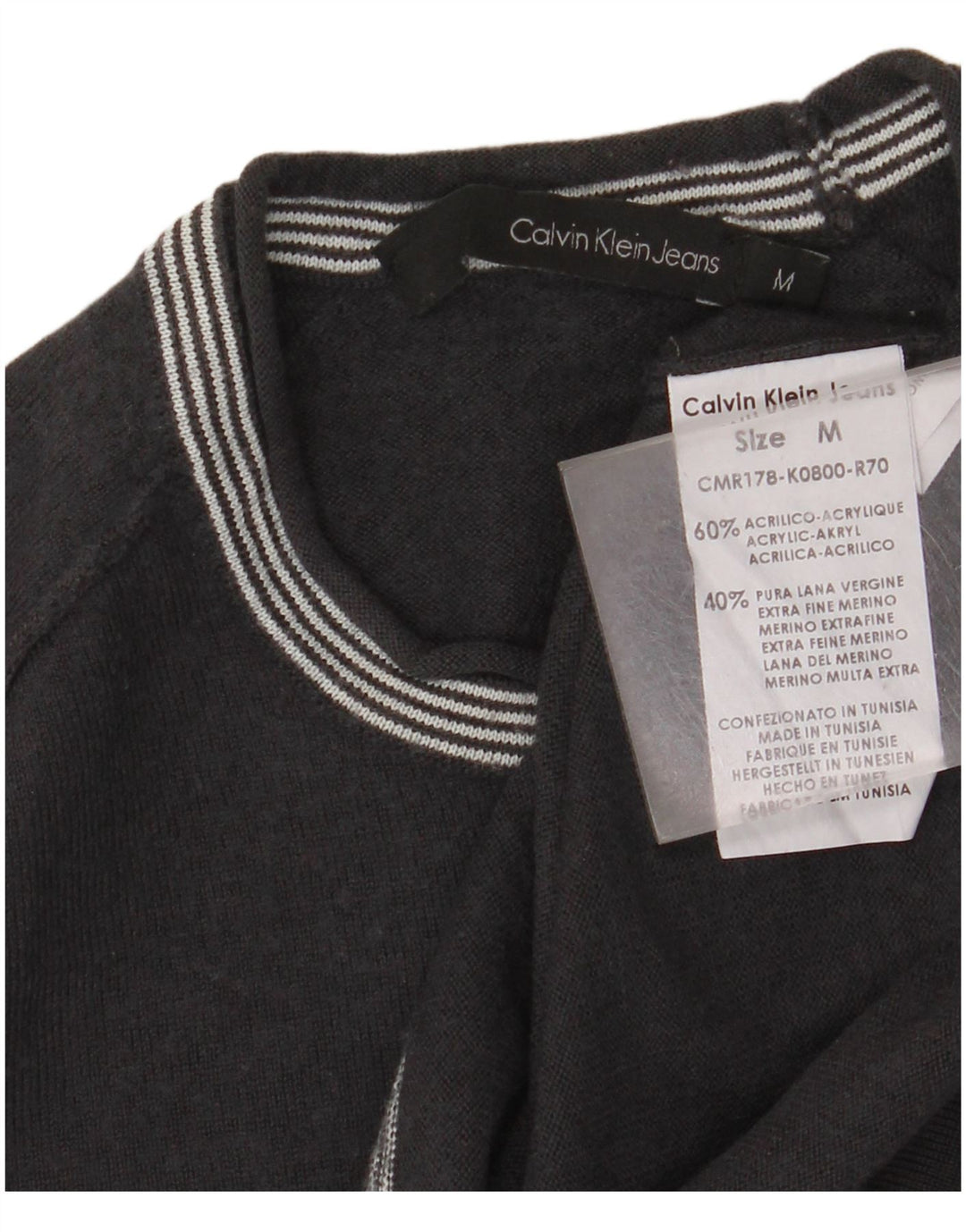 CALVIN KLEIN JEANS Pull ras du cou pour femme UK 10 Small Gris