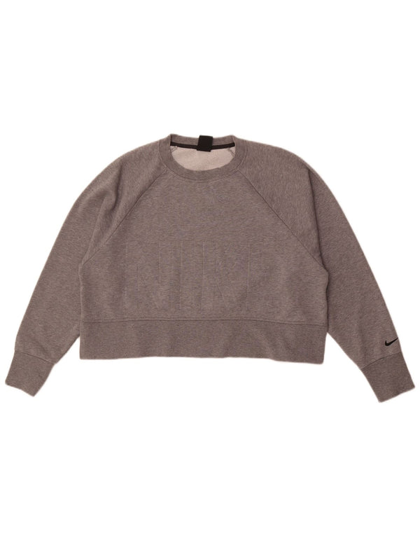 Nike Femme Dri Fit Graphic Sweat-shirt surdimensionné UK 14 Gris moyen