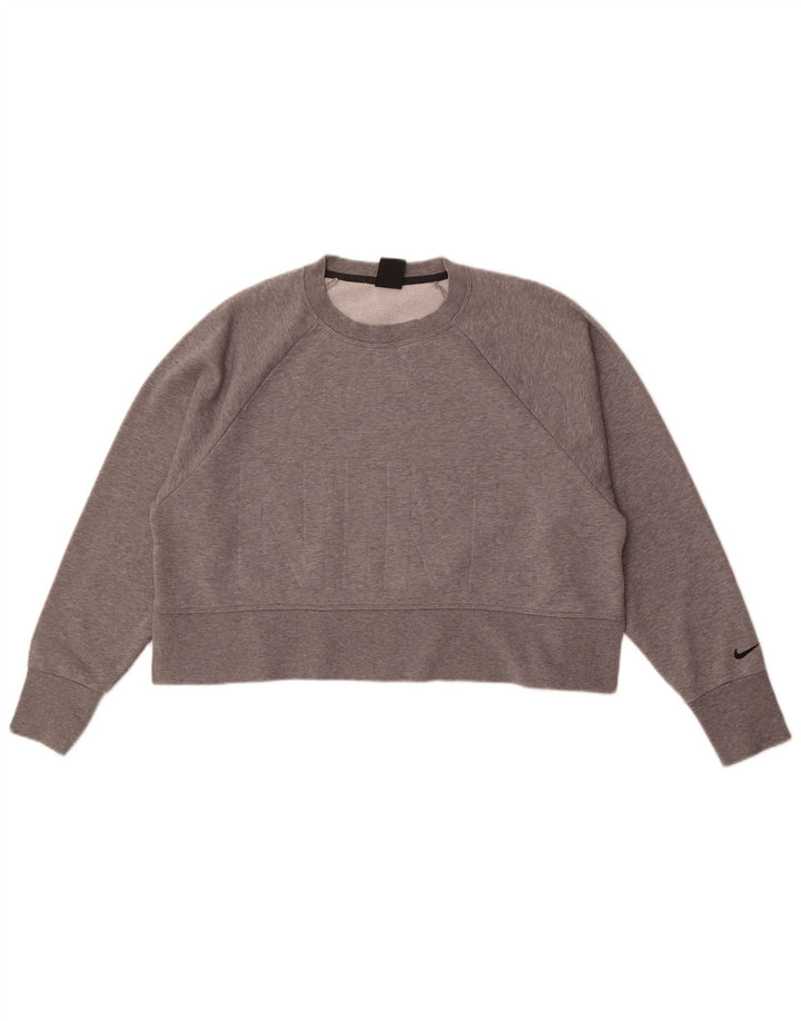 Nike Femme Dri Fit Graphic Sweat-shirt surdimensionné UK 14 Gris moyen