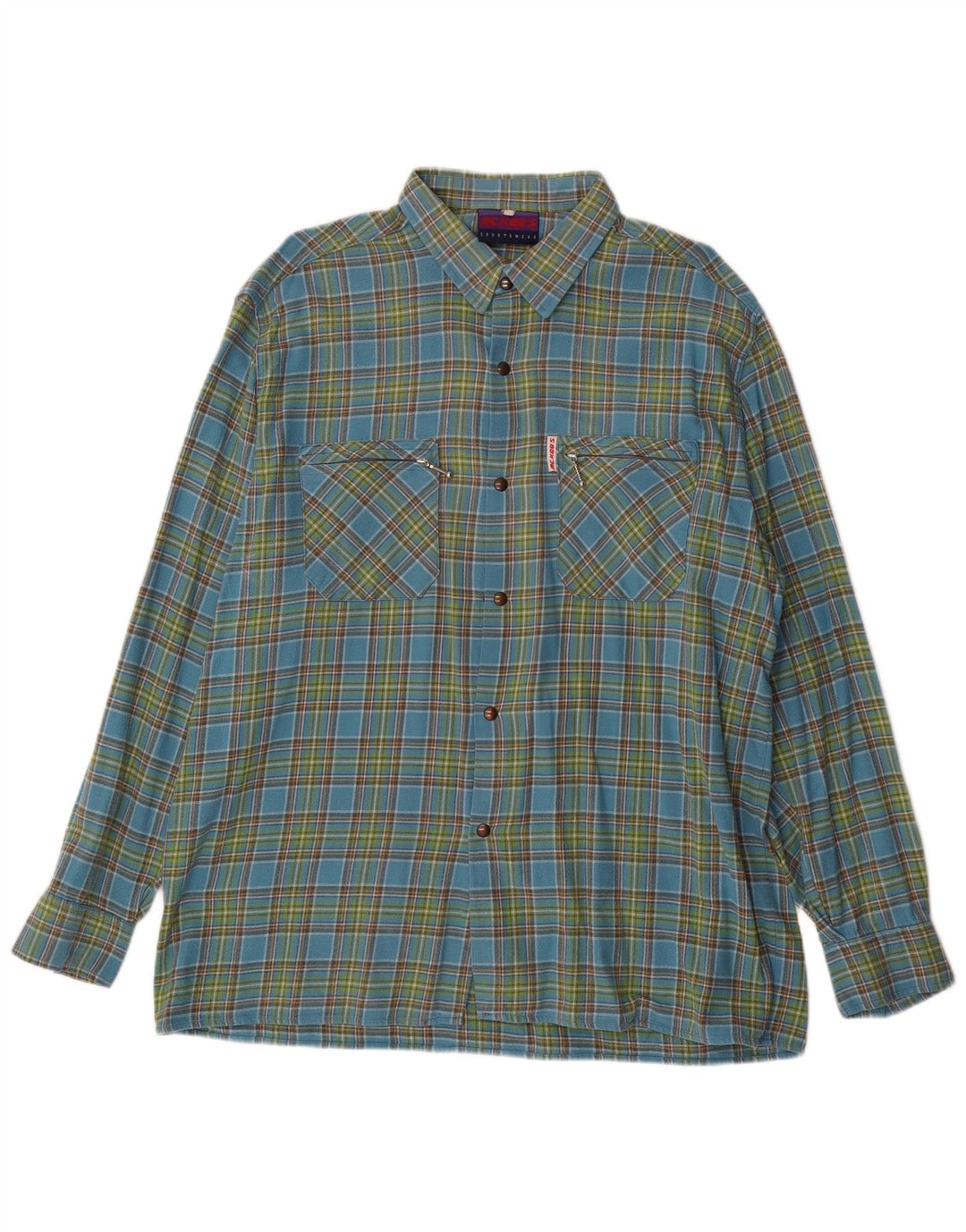 MC Kee's Chemise en flanelle pour homme en coton à carreaux bleus