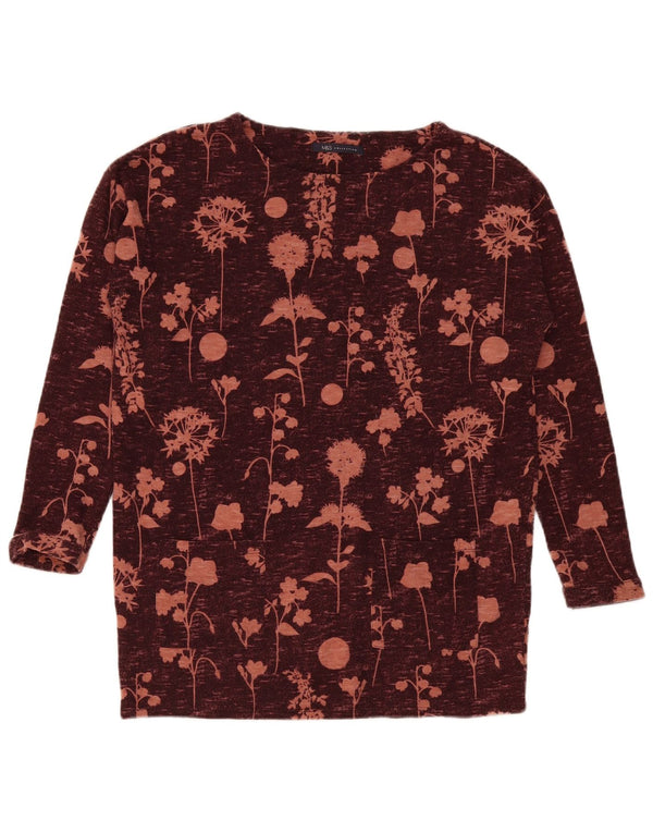 Marks & Spencer Haut à manches longues pour femme UK 12 Medium Bordeaux Floral