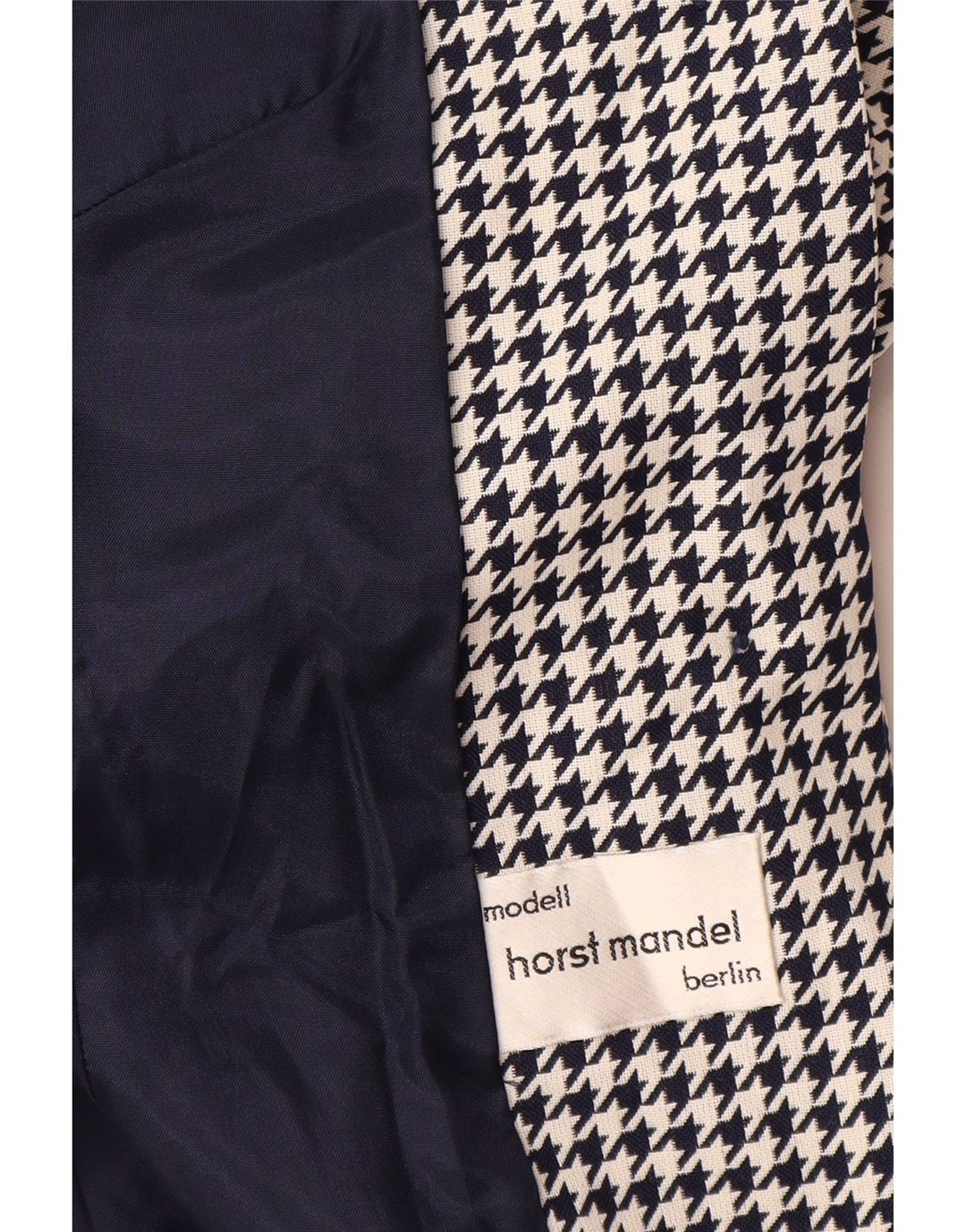 HORST MANDEL Womens Blazer Jacket EU 38 Medium Navy Blue Houndstooth