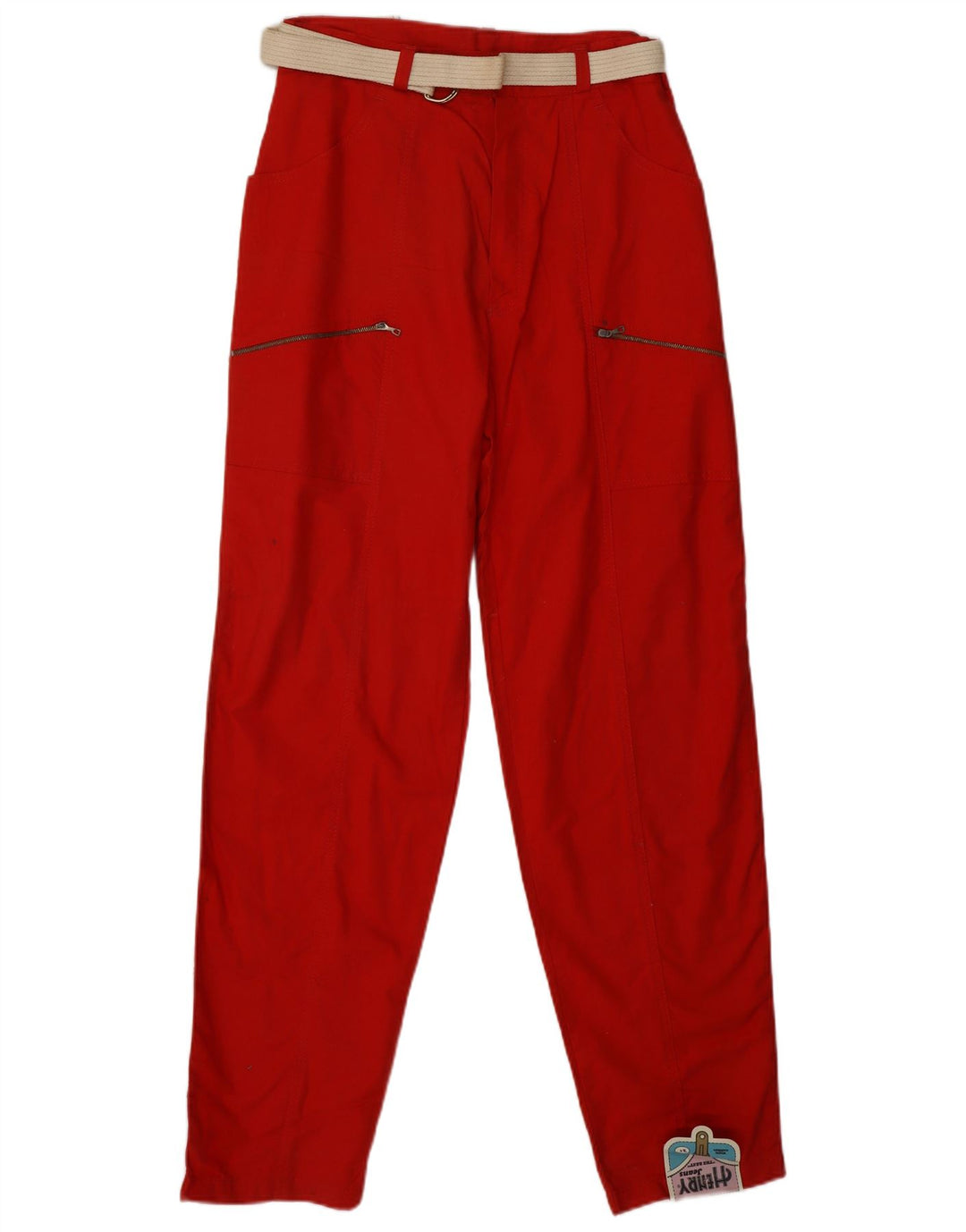 VINTAGE Pantalon cargo taille haute femme IT 46 Large W28 L31 Coton rouge