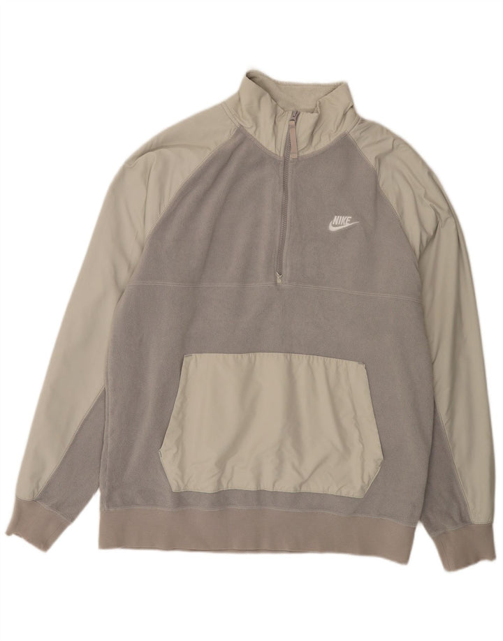 Nike Pull polaire à col zippé pour homme Taille L Gris Polyester