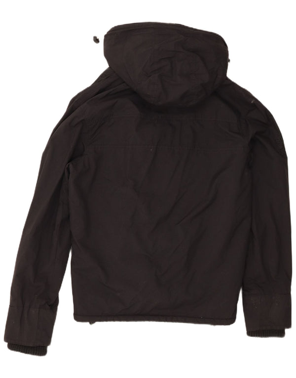 Superdry Mens Windcheater Hooded Windbreaker Jacket UK 40 Large Black Nylon
