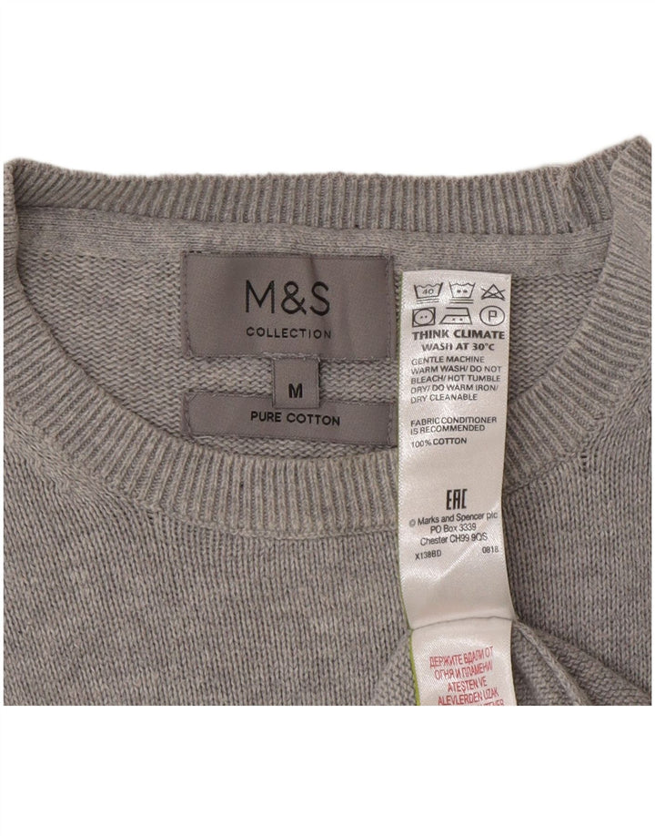 Marks & Spencer Pull Col Ras du Cou Homme Gris Moyen Coton