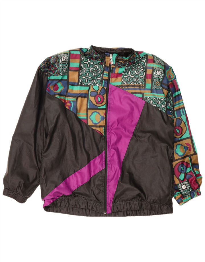 vintage Mens Survêtement Top Veste Grand Noir Colourblock Coton