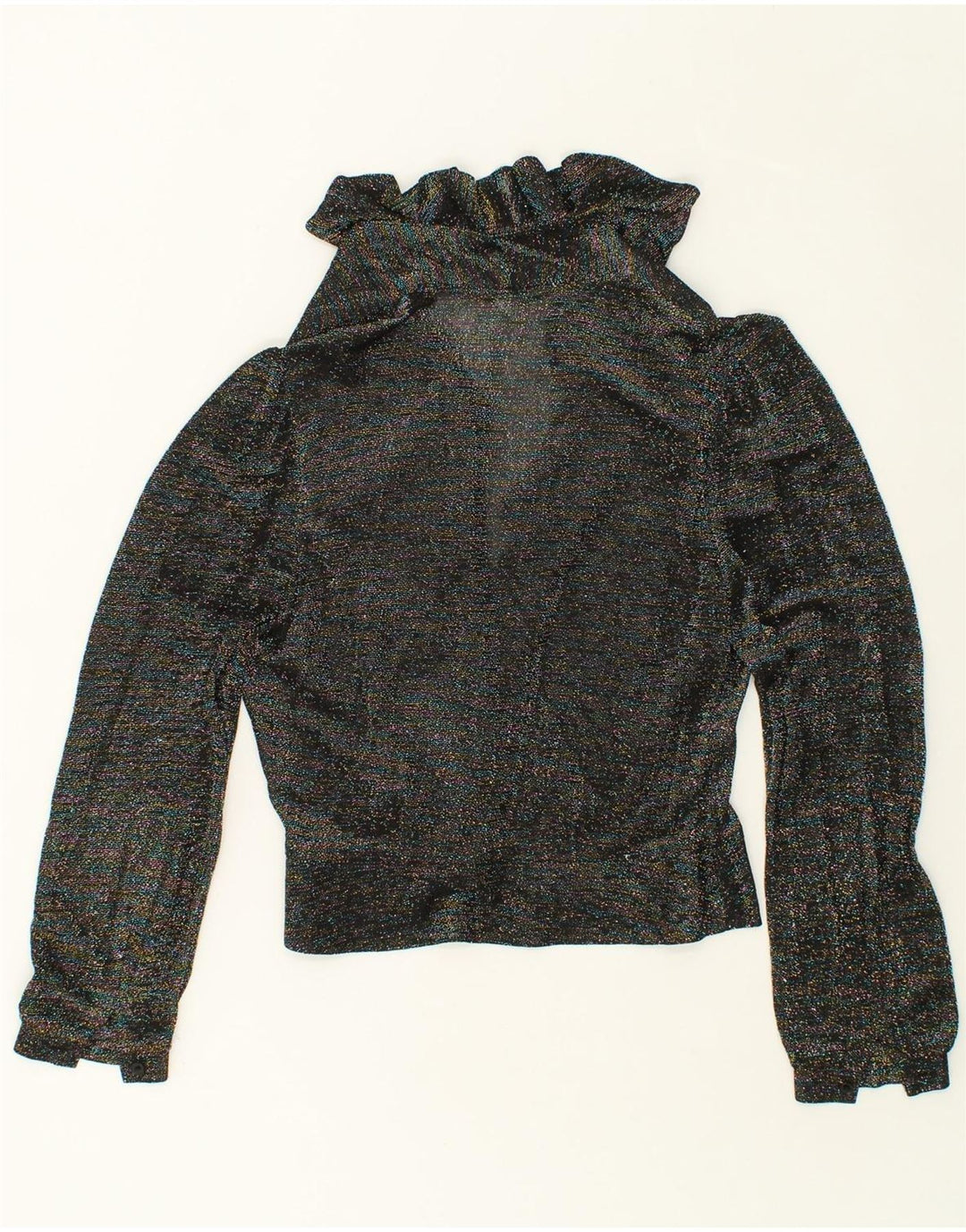 VINTAGE Womens Crop Shirt Blouse EU 40 Medium Black Polyester Vintage Vintage and Second-Hand Vintage from Messina Hembry 