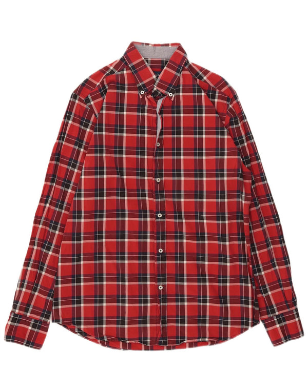 Massimo Dutti Chemise décontractée en flanelle pour homme, grand carreaux rouges