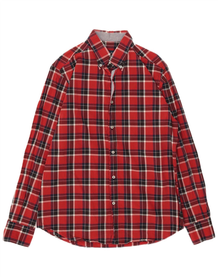 Massimo Dutti Chemise décontractée en flanelle pour homme, grand carreaux rouges