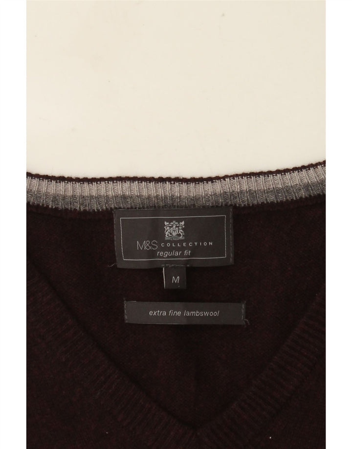 Marks & Spencer Débardeur coupe classique pour homme en laine d'agneau bordeaux moyen