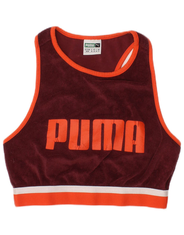 Puma Haut court graphique en tissu éponge pour femme UK 12 Bordeaux moyen Sports