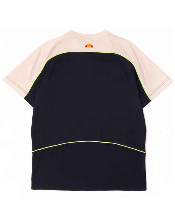 Ellesse Homme T-Shirt Graphique Haut Petit Bleu Marine Colorblock Polyester
